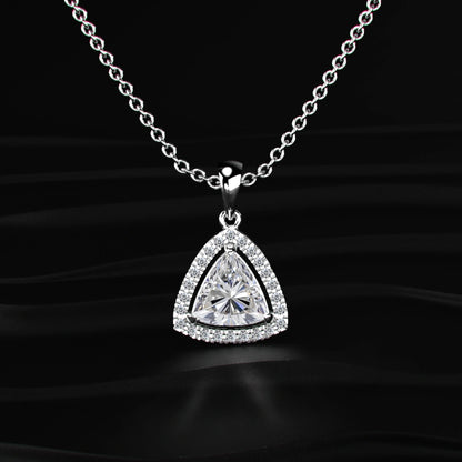 Trillion Cut Lab-Grown Diamond Halo Pendant | Earthly Jewels