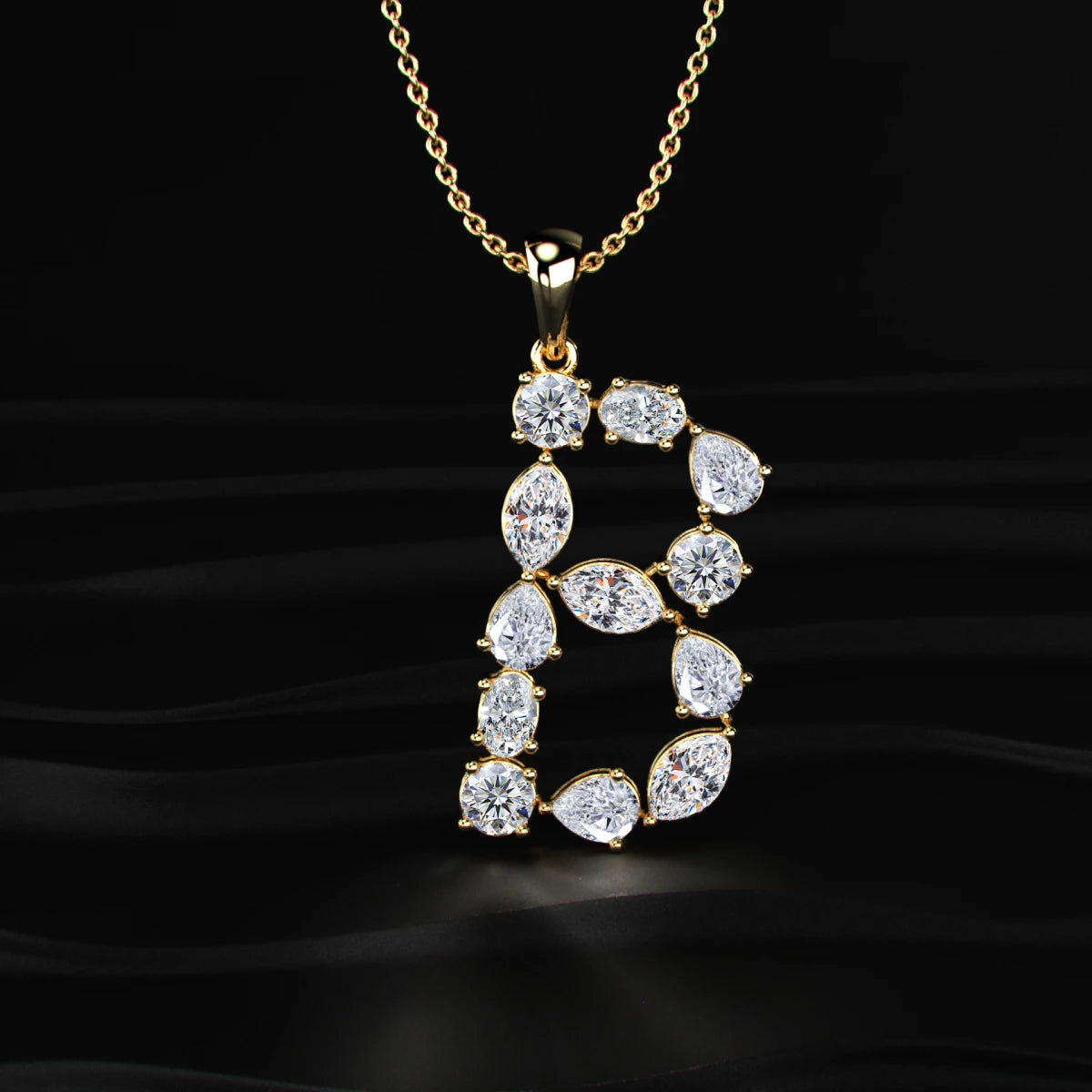 B Initial Diamond Pendant – Stylish Letter Necklace – Earthly Jewels