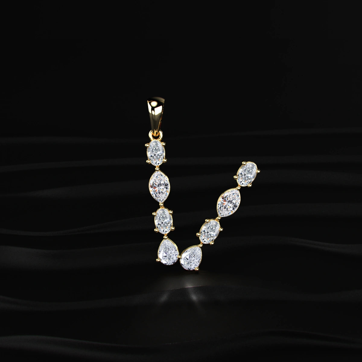 V Alphabet Diamond Pendant | Earthly Jewels