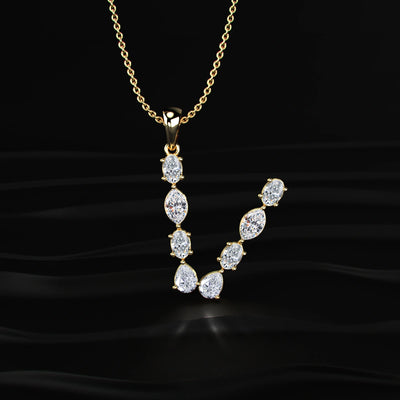 V Alphabet Diamond Pendant | Earthly Jewels