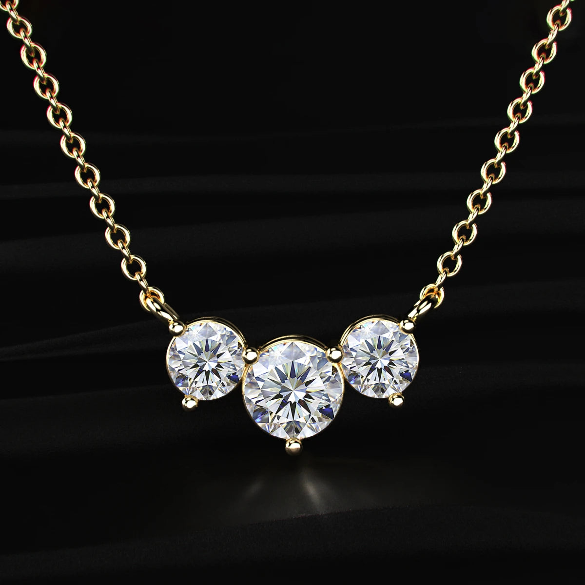 Classic 3 Round Diamond Necklace | Earthly Jewels   
