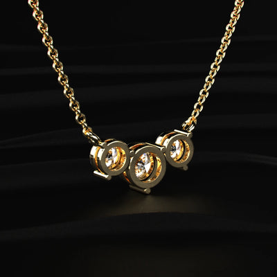 Classic 3 Round Diamond Necklace | Earthly Jewels   