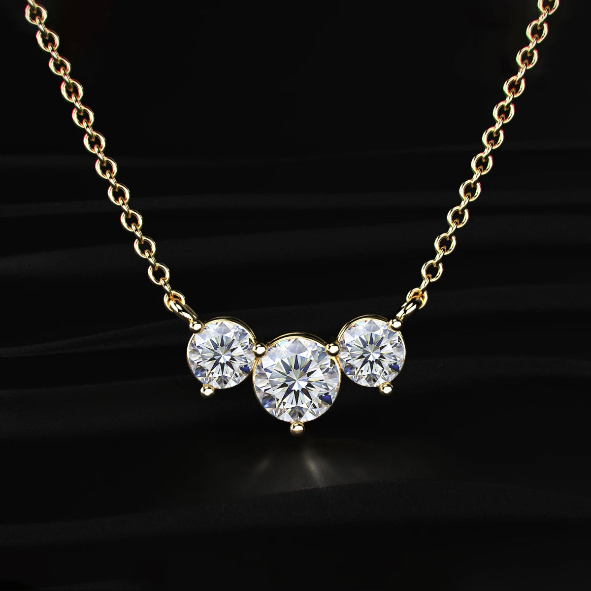 Classic 3 Round Diamond Necklace | Earthly Jewels   