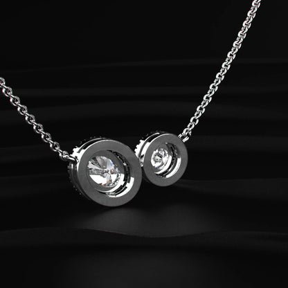 Round and Oval Toi-Et-Moi Necklace With Halo | Earthly Jewels   