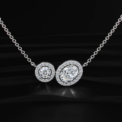 Round and Oval Toi-Et-Moi Necklace With Halo | Earthly Jewels   
