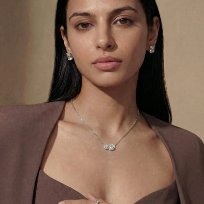 Round and Oval Toi-Et-Moi Necklace With Halo | Earthly Jewels   