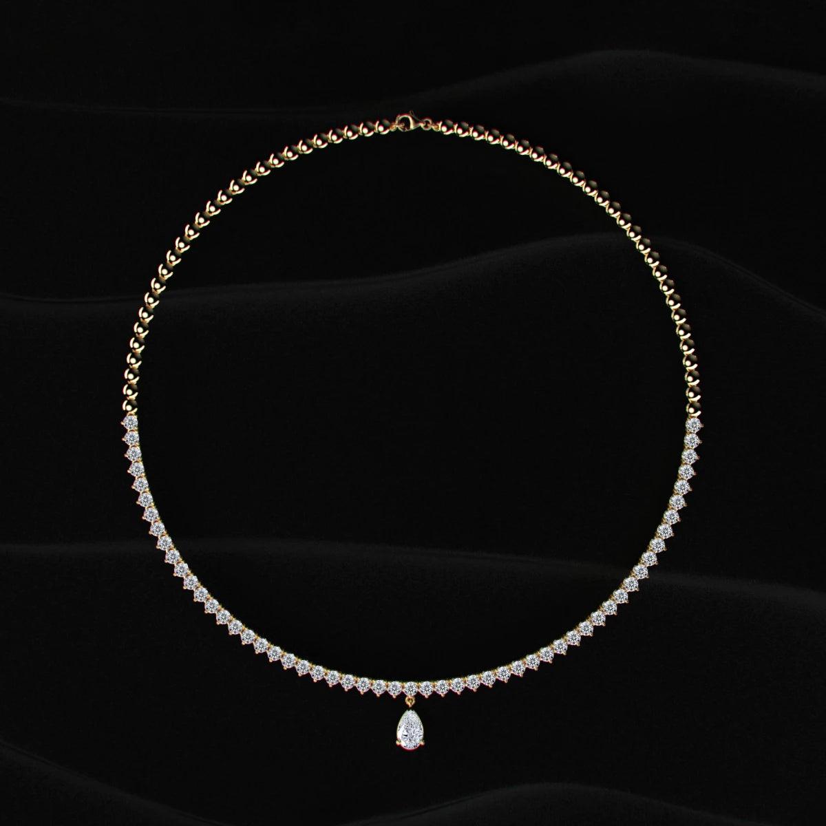round diamond tennis necklace