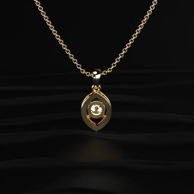 Round Diamond Eye Shaped Halo Pendant | Earthly Jewels