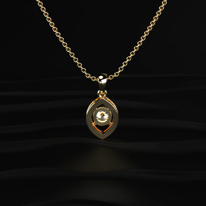 Round Diamond Eye Shaped Halo Pendant | Earthly Jewels