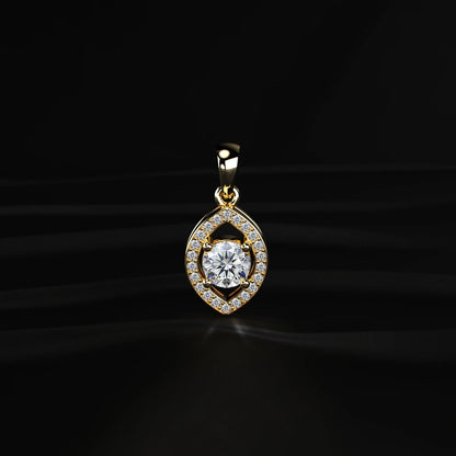 Round Diamond Eye Shaped Halo Pendant | Earthly Jewels