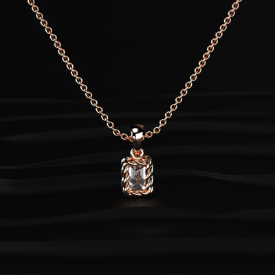 Emerald Cut Diamond Solitaire Pendant | Earthly Jewels | Back Image