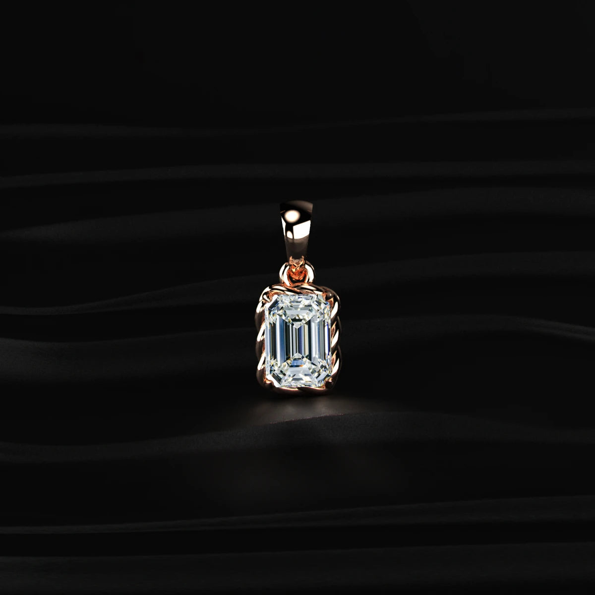 Emerald Cut Diamond Solitaire Pendant | Earthly Jewels