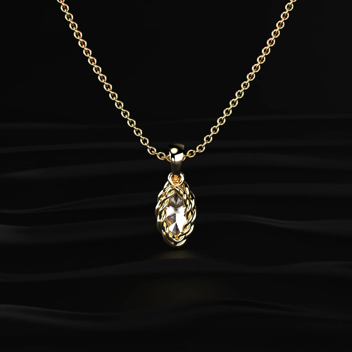 Marquise Cut Diamond Solitaire Pendant | Earthly Jewels | Back Image