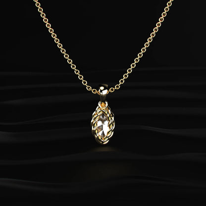 Marquise Cut Diamond Solitaire Pendant | Earthly Jewels | Back Image