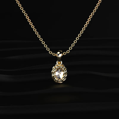 Oval Cut Diamond Solitaire Pendant | Earthly Jewels | Back Image