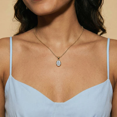 Oval Cut Diamond Solitaire Pendant | Earthly Jewels | Model Image