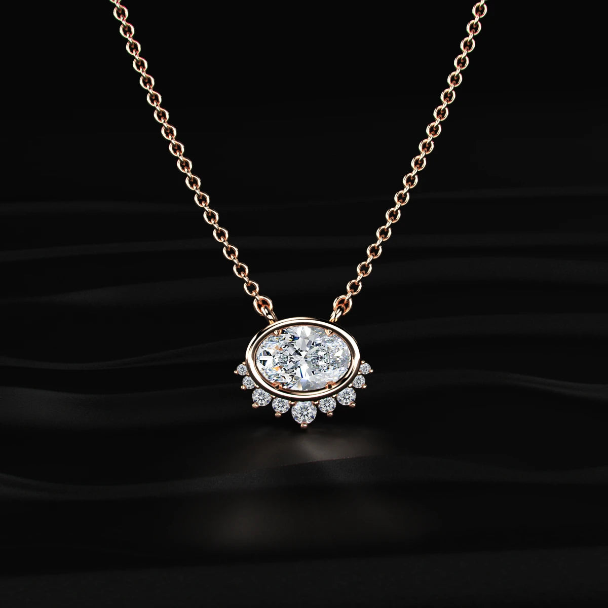 Oval Shape Diamond Necklace