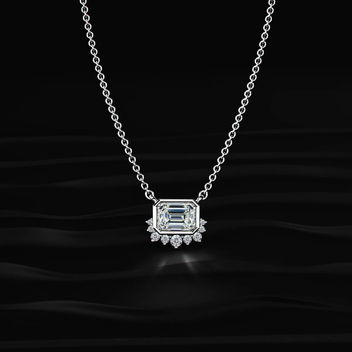 Emerald Shape Diamond Necklace