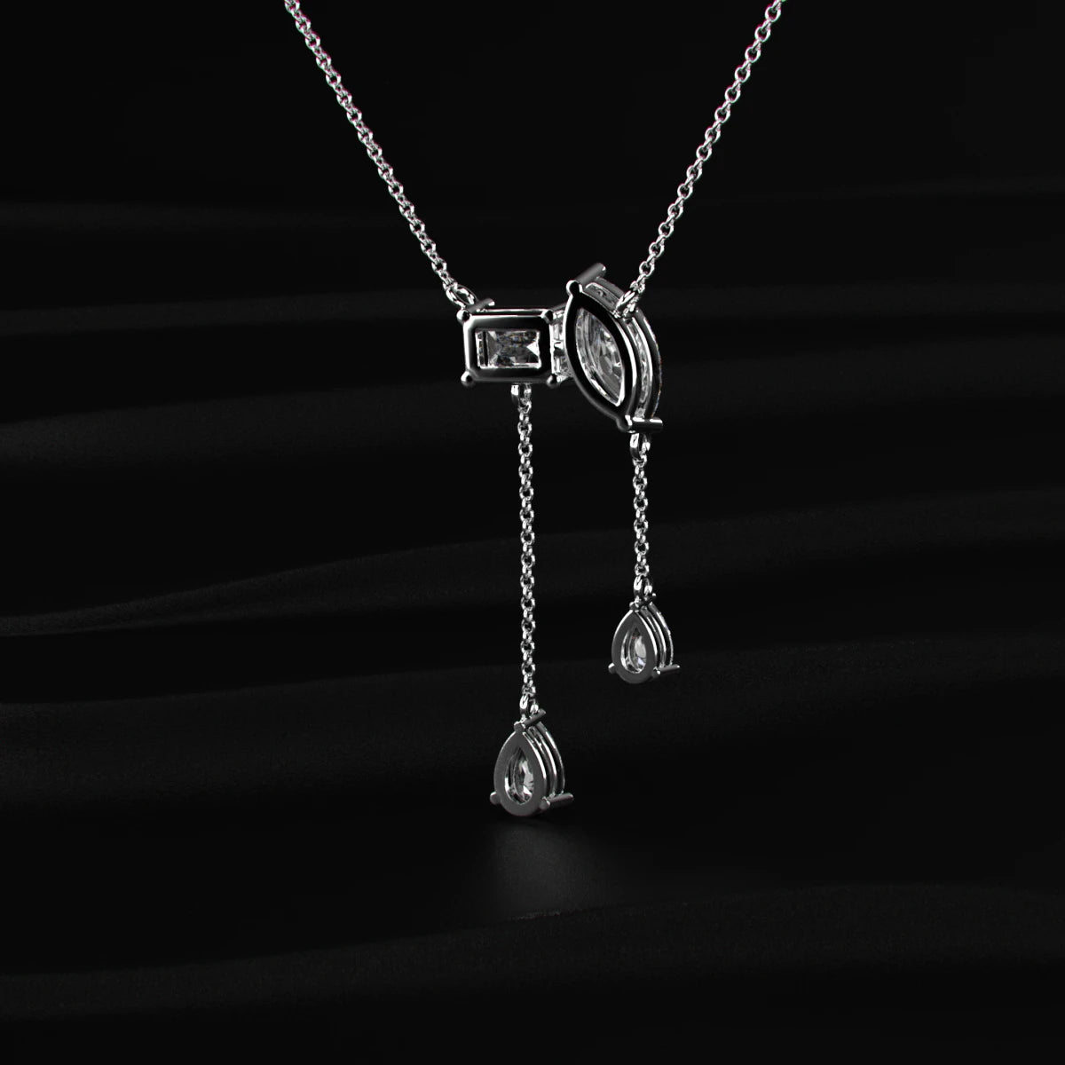 Diamond Drop Necklace with Pear Drops