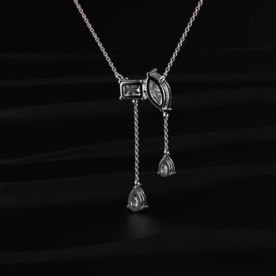 Diamond Drop Necklace with Pear Drops