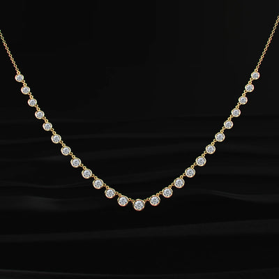 Bezel Set Round Diamond Tennis Necklace