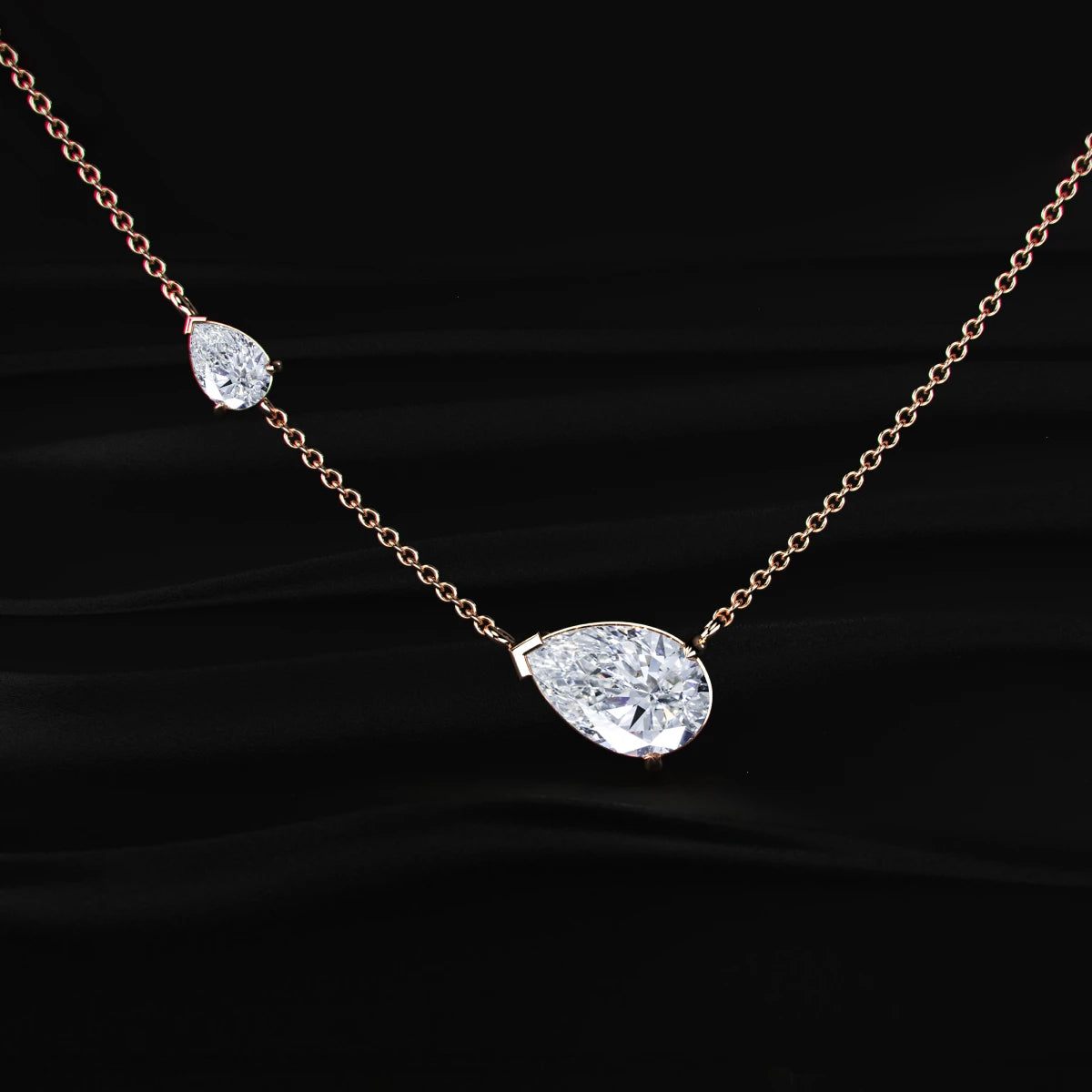  East West Pear Cut Diamond Necklace