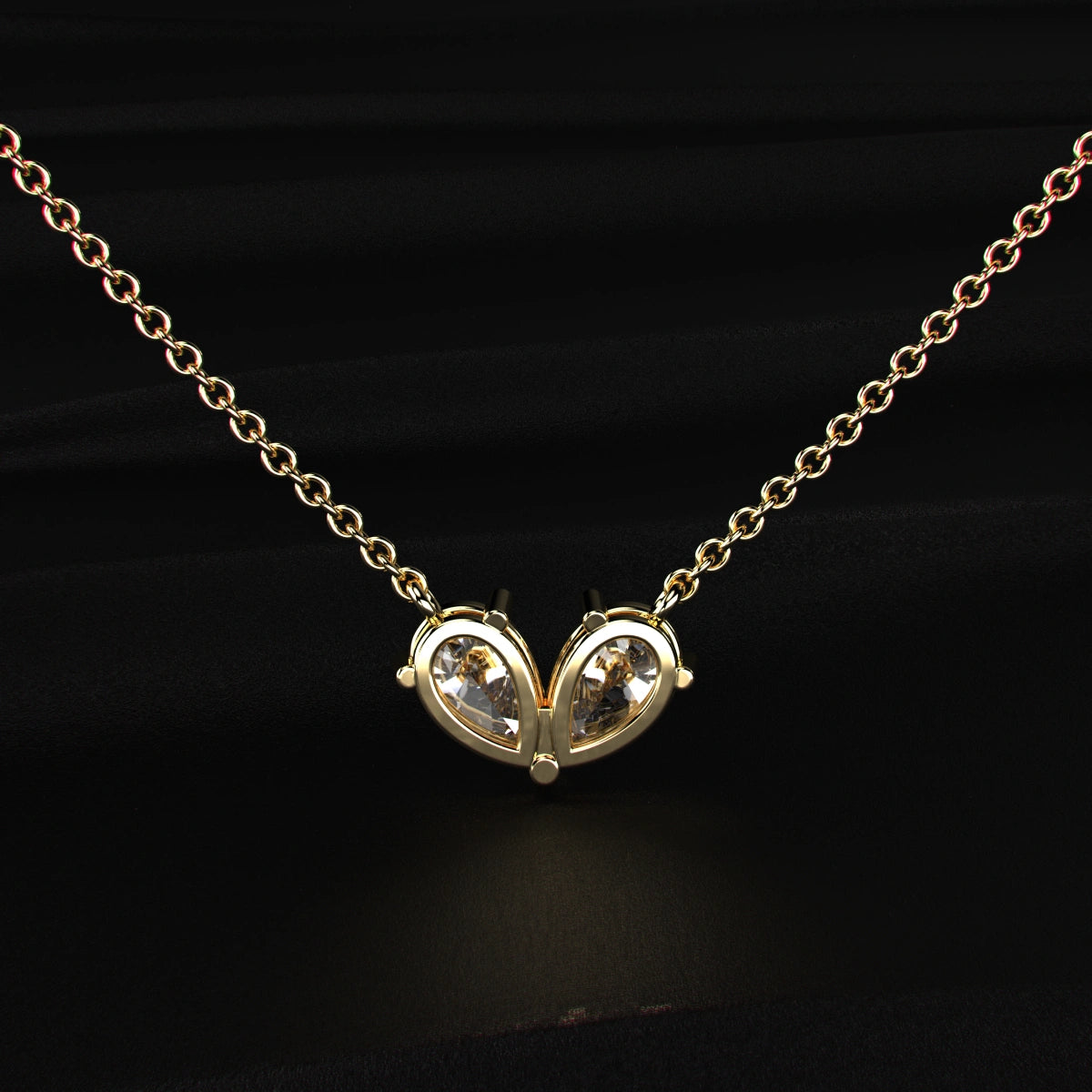 Pear Shape Diamond Toi et Moi Necklace