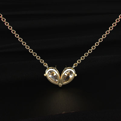 Pear Shape Diamond Toi et Moi Necklace