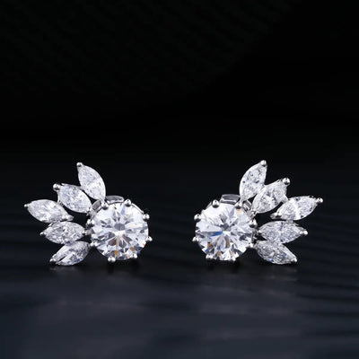 Flower Diamond Stud Earrings | Earthly Jewels