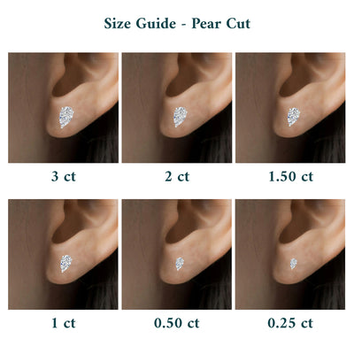 Pear Solitaire Hidden Halo Earring | Earthly Jewels