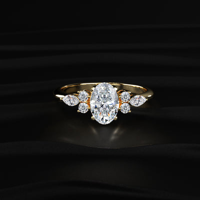 Oval Engagement Ring with Side Accents | Earthly Jewels