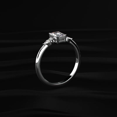 Emerald Cut with Marquise Side Diamonds Ring | Earthly Jewels