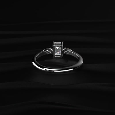 Emerald Cut with Marquise Side Diamonds Ring | Earthly Jewels