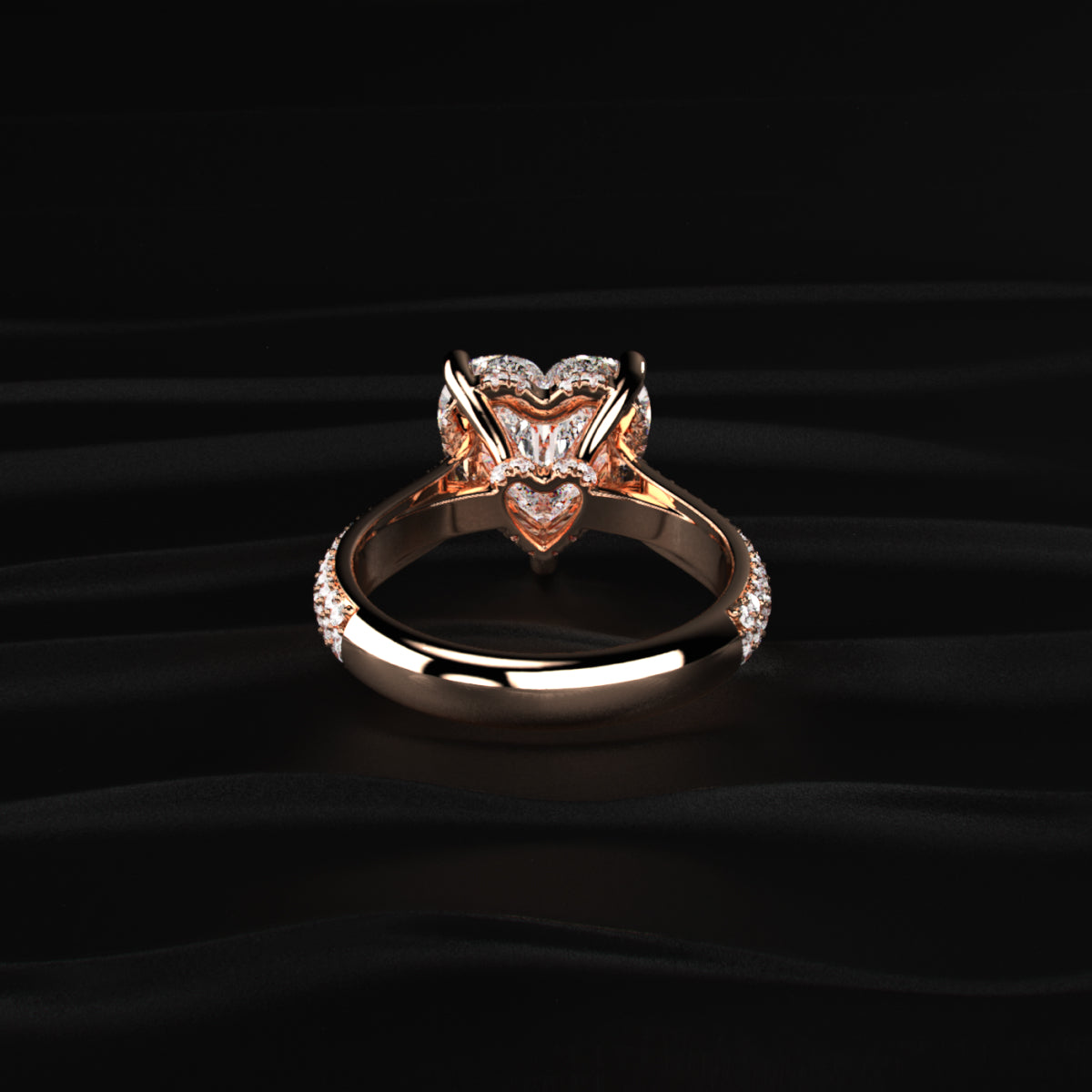 Heart Shaped Hidden Halo Engagement Ring