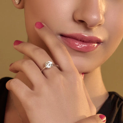 2ct Round Solitaire Engagement Ring With Mystique Stone | Earthly Jewels