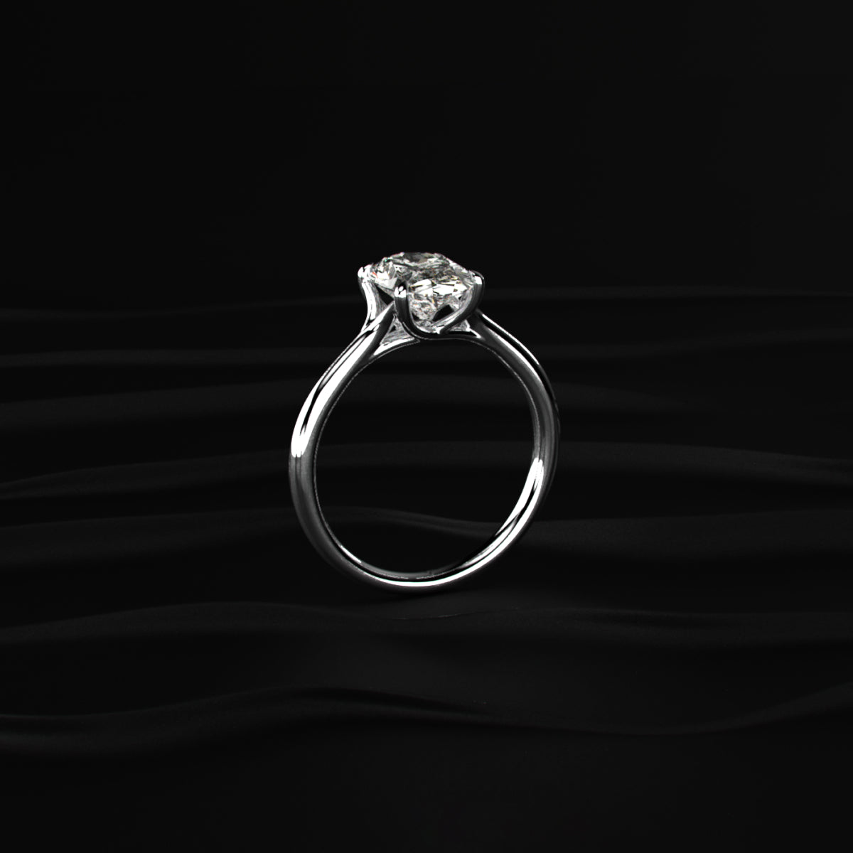 Oval Solitaire Engagement Ring With Mystique Stone