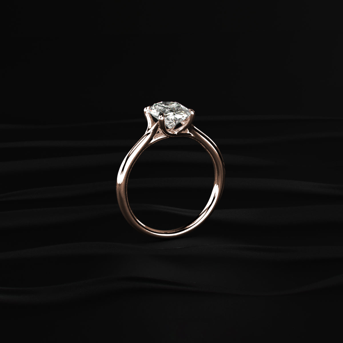 Oval Solitaire Engagement Ring With Mystique Stone | Earthly Jewels