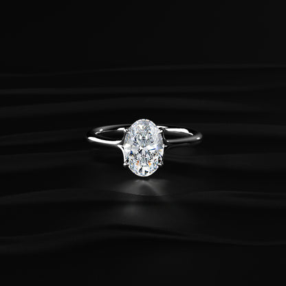 Oval Solitaire Engagement Ring With Mystique Stone