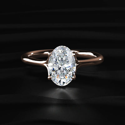 Oval Solitaire Engagement Ring With Mystique Stone | Earthly Jewels
