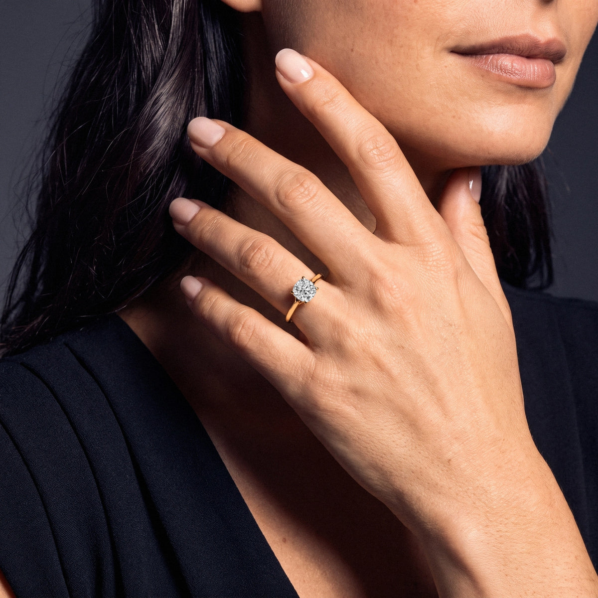 Cushion Solitaire Split Shank Engagement Ring | Earthy Jewels | Model image