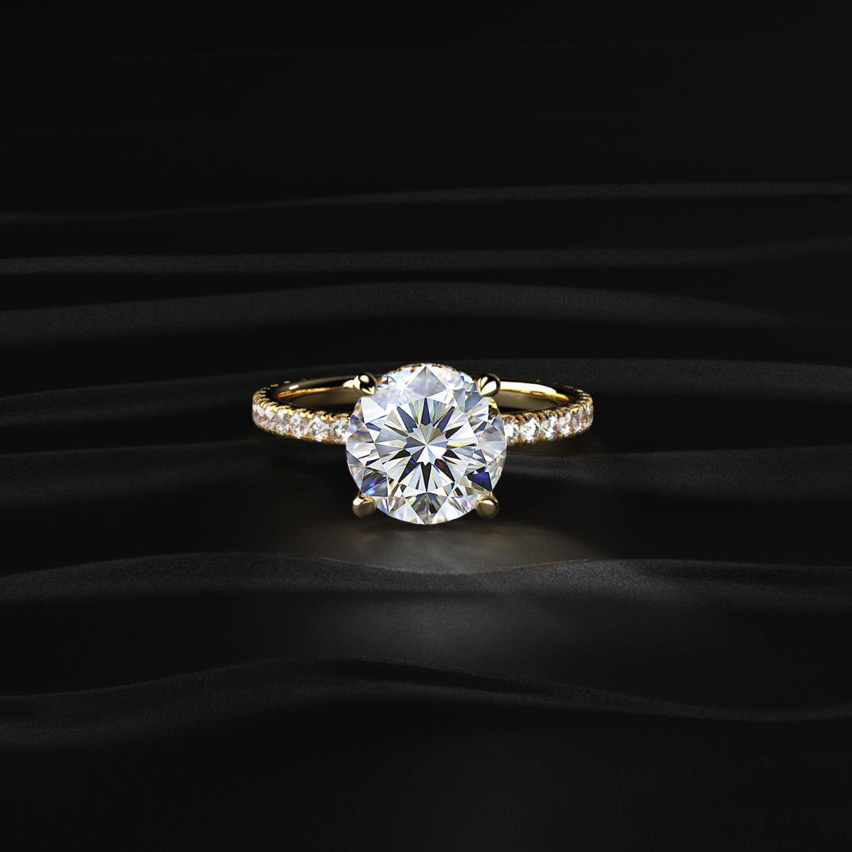 Round Diamond Ring With Hidden Halo