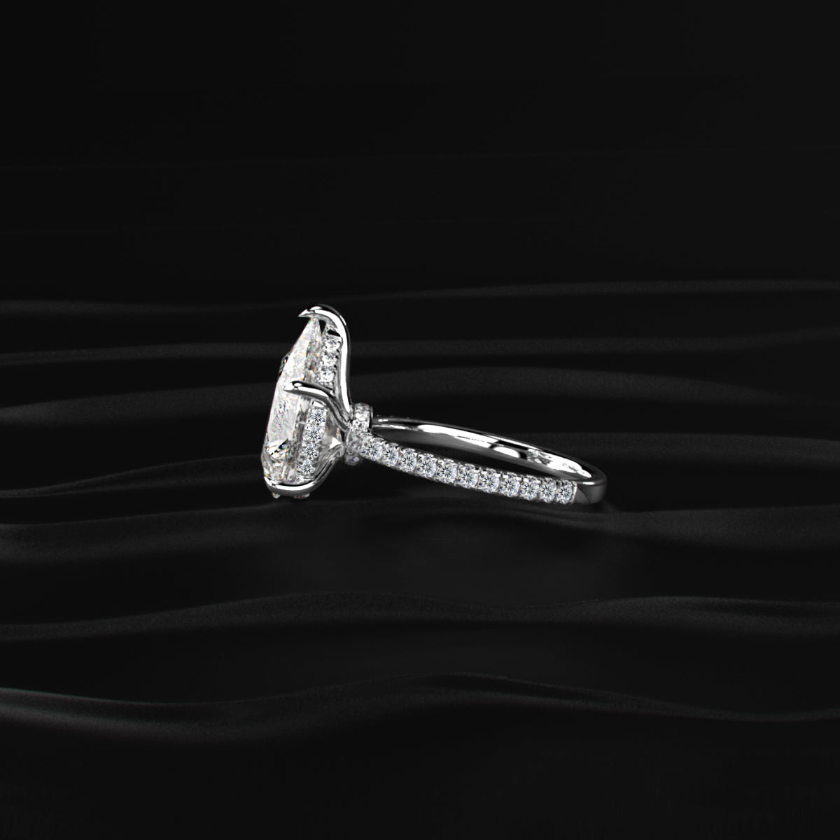 Pear Hidden Halo Engagement Ring