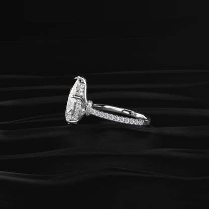 Pear Hidden Halo Engagement Ring