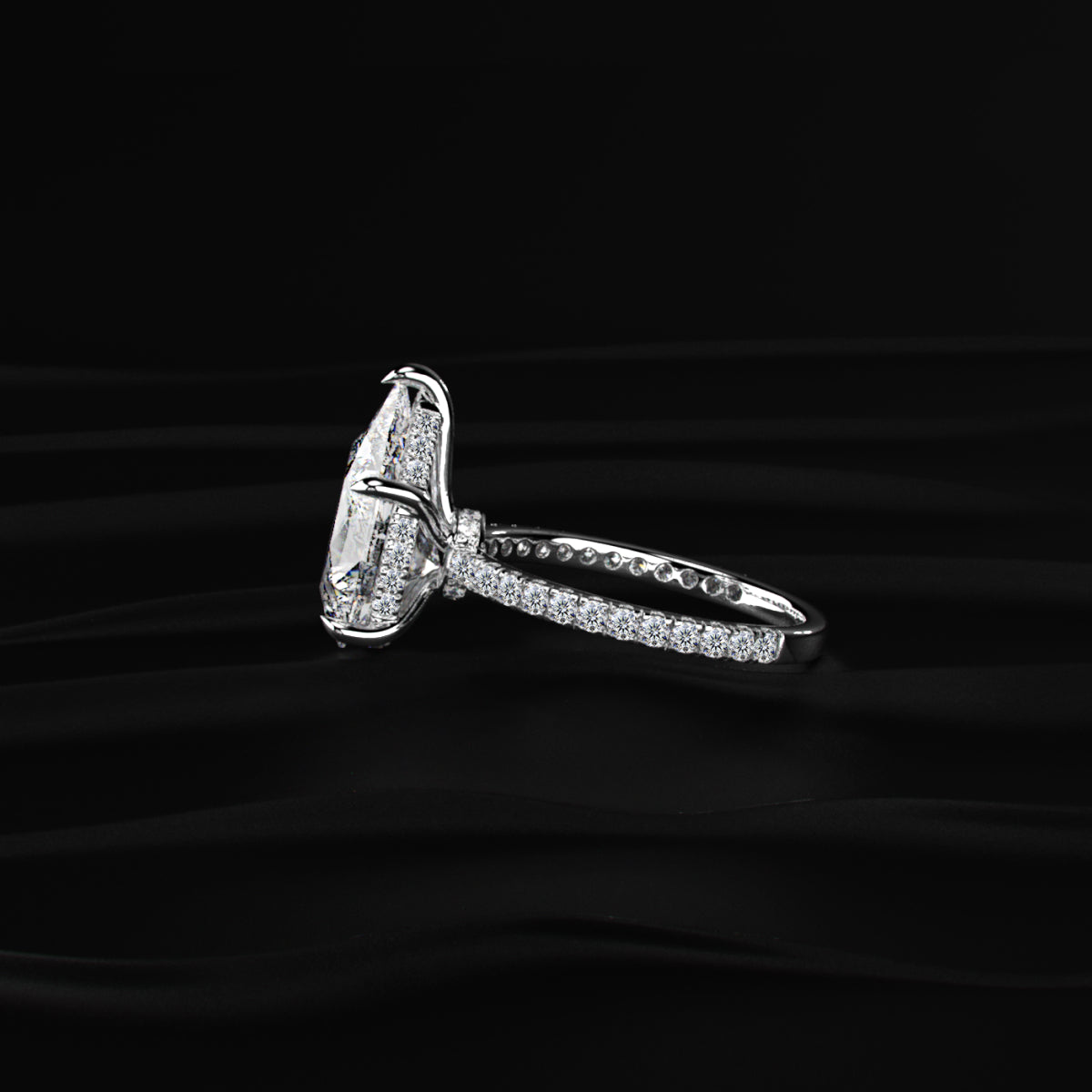 Pear Hidden Halo Engagement Ring | Earthly Jewels