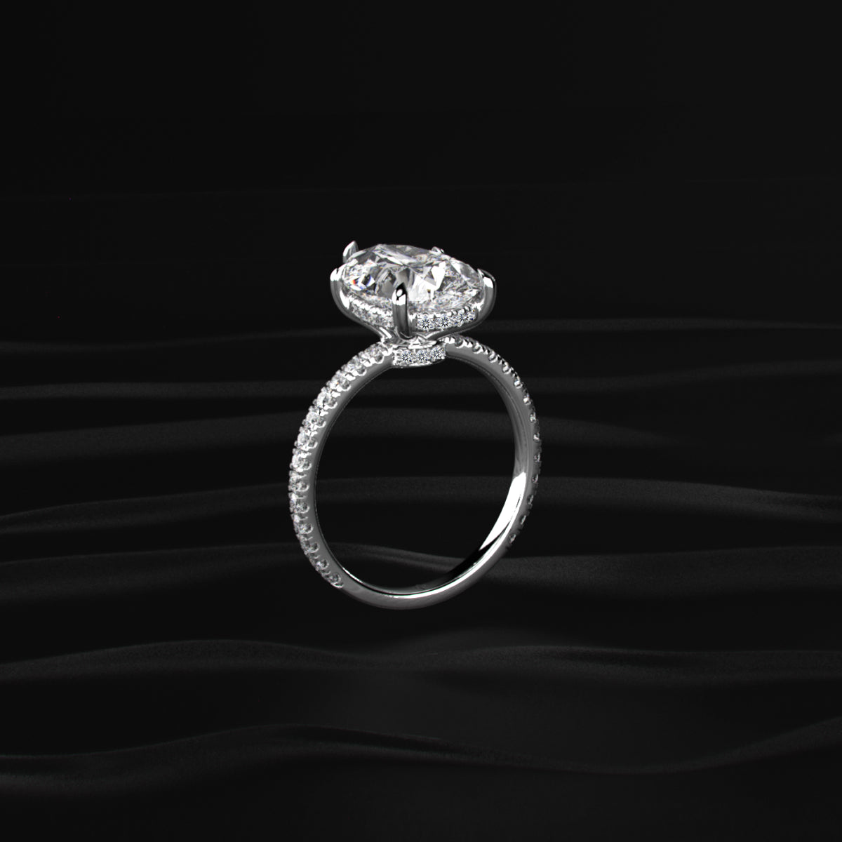 Pear Hidden Halo Engagement Ring