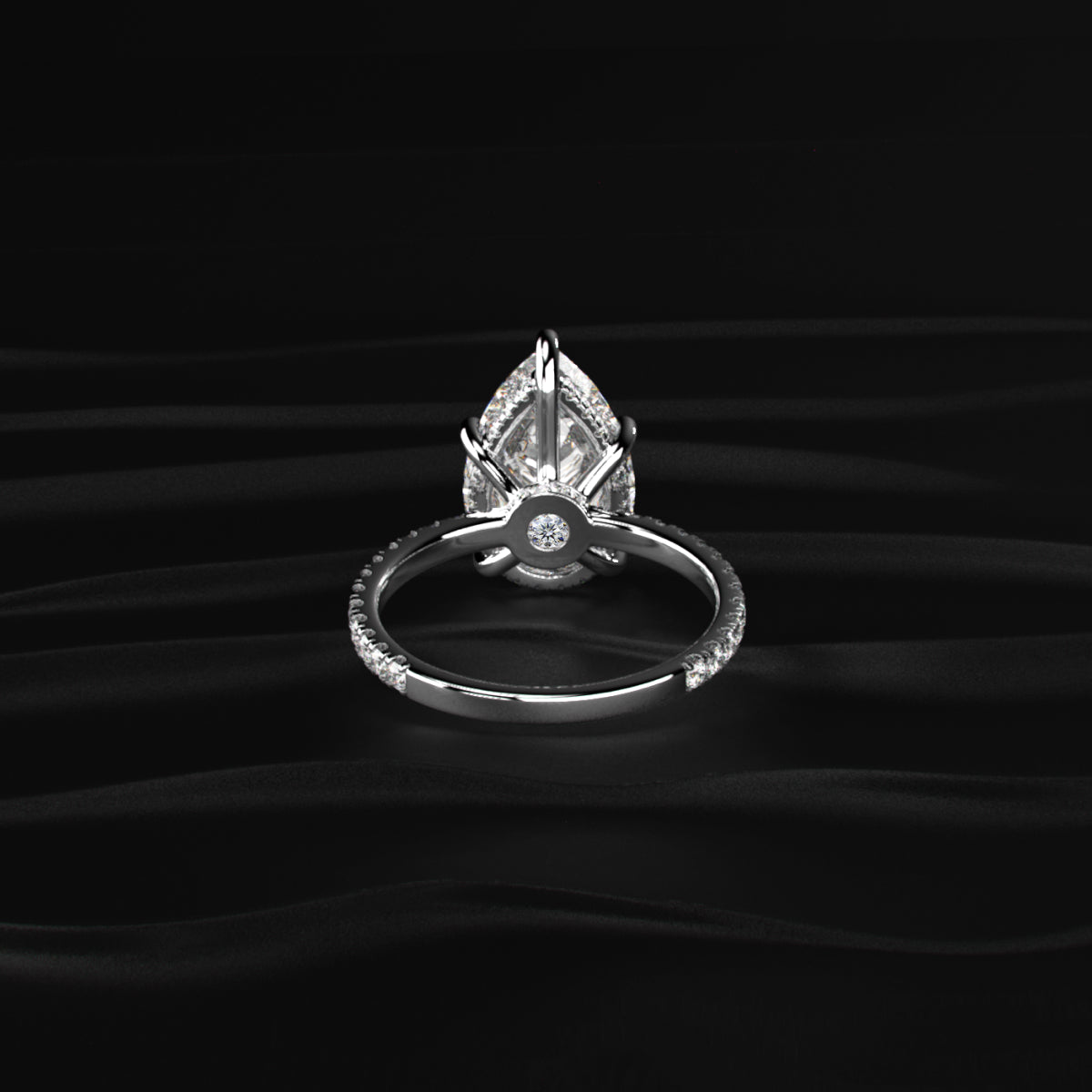 Pear Hidden Halo Engagement Ring