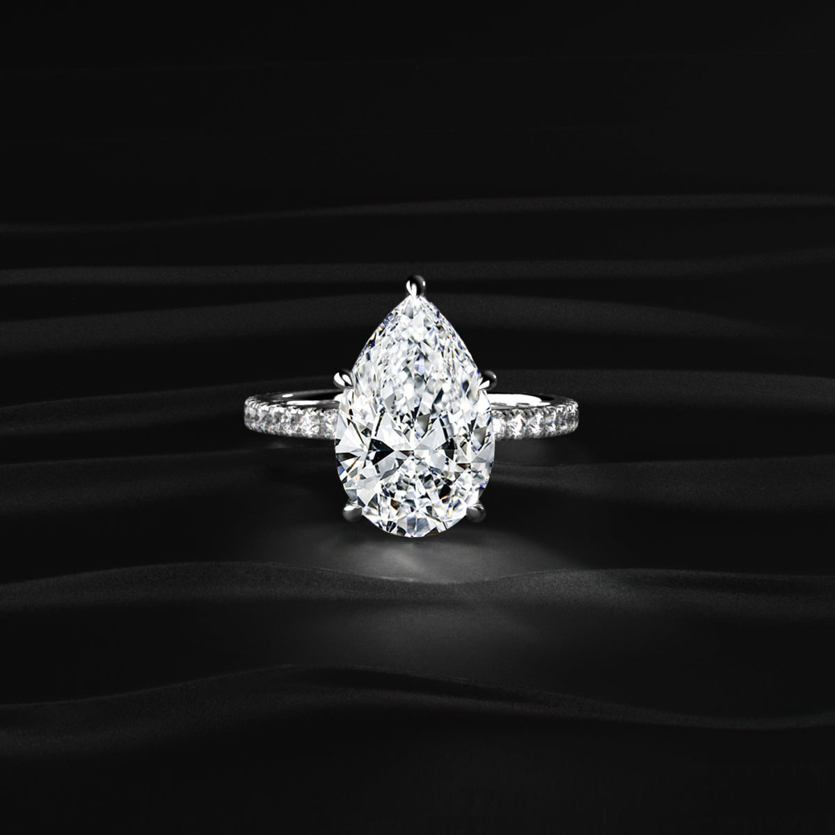 Pear Hidden Halo Engagement Ring