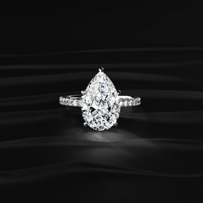 Pear Hidden Halo Engagement Ring