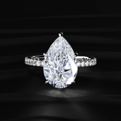 Pear Hidden Halo Engagement Ring | Earthly Jewels