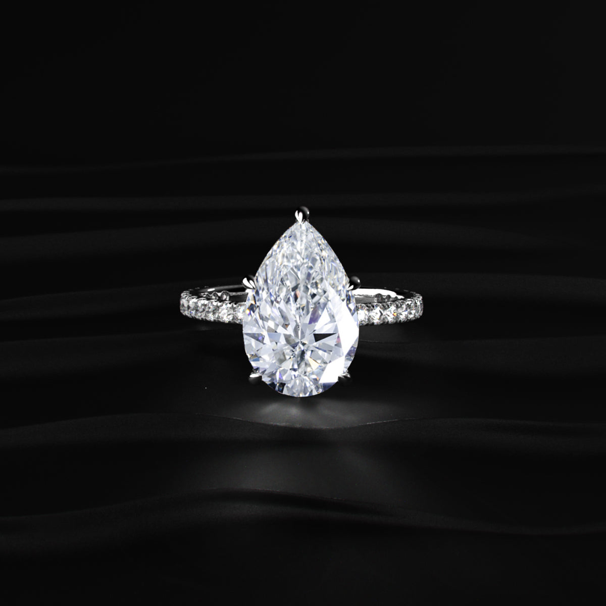 Pear Hidden Halo Engagement Ring | Earthly Jewels